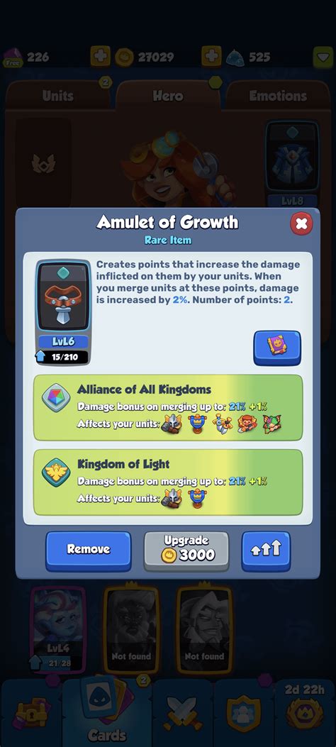 A Tier Decks are the Second best decks that you can create in Rush Royale. . Amulet of growth rush royale